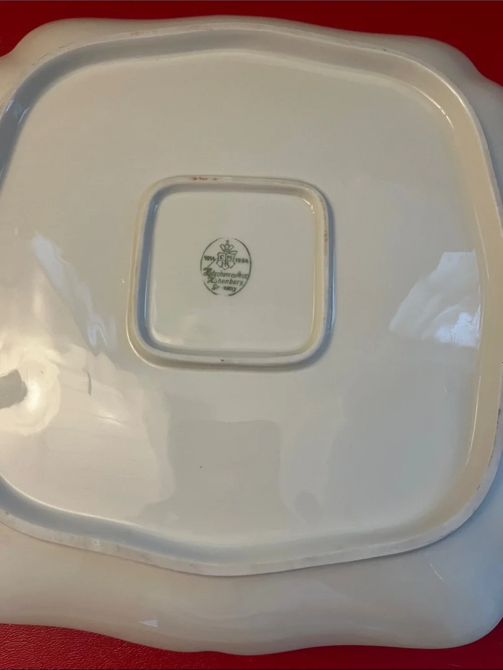 Vintage Hutschenreuther Hohenberg Cream with Gold Encrusted Trim Square Tray